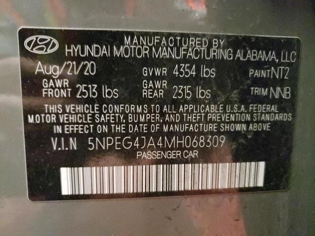 5NPEG4JA4MH068309 - 2021 HYUNDAI SONATA SE GRAY photo 12