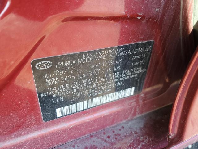 5NPEB4AC3DH558790 - 2013 HYUNDAI SONATA GLS RED photo 12