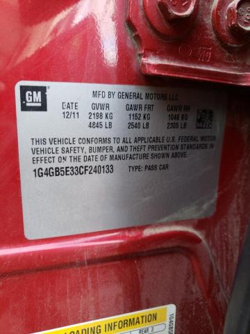 1G4GB5E33CF240133 - 2012 BUICK LACROSSE CONVENIENCE Qırmızı foto 13