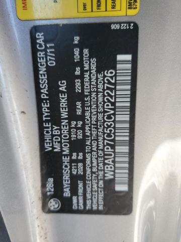 WBAUP7C53CVP22726 - 2012 BMW 128 I GRAY photo 12