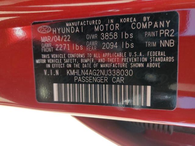 KMHLN4AG2NU338030 - 2022 HYUNDAI ELANTRA SEL RED photo 12