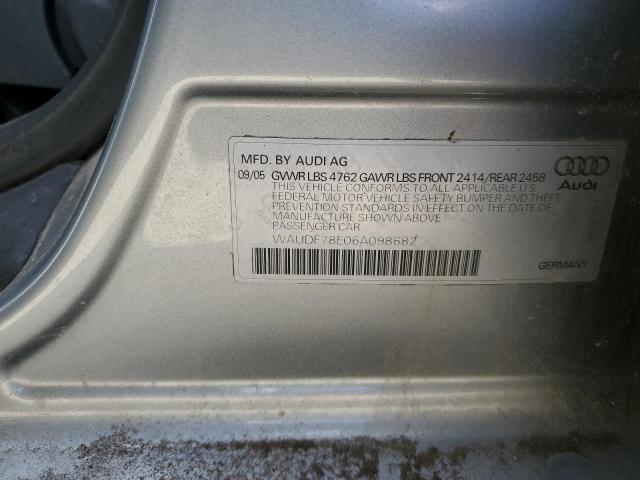 WAUDF78E06A098682 - 2006 AUDI A4 2.0T QUATTRO BLUE photo 12