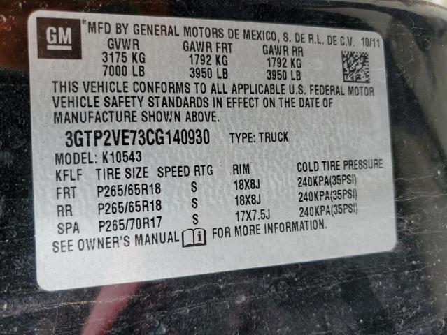 3GTP2VE73CG140930 - 2012 GMC SIERRA K1500 SLE BLACK photo 13