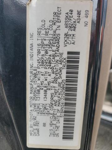 5TBRN34122S290425 - 2002 TOYOTA TUNDRA ACCESS CAB SR5 BLACK photo 12