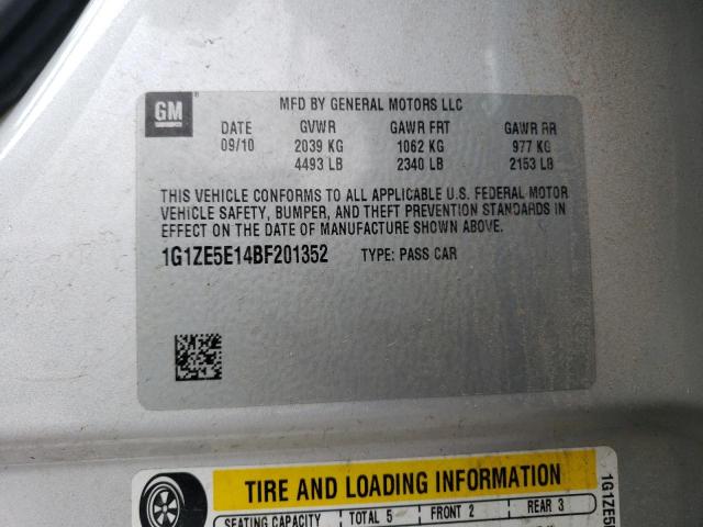 1G1ZE5E14BF201352 - 2011 CHEVROLET MALIBU LTZ ვერცხლისფერი ფოტო 13