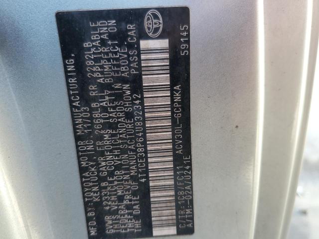 4T1CE38P64U832342 - 2004 TOYOTA CAMRY SOLA SE SILVER photo 12