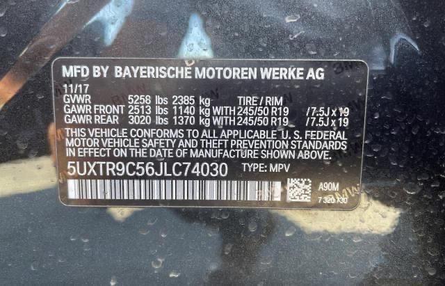 5UXTR9C56JLC74030 - 2018 BMW X3 XDRIVE30I CHARCOAL photo 10