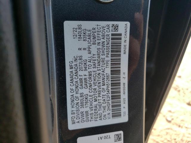 2HGFE2F54PH512667 - 2023 HONDA CIVIC SPORT 黑色 照片 12