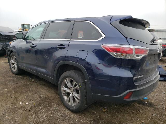 5TDJKRFH9ES059942 - 2014 TOYOTA HIGHLANDER XLE BLUE photo 2