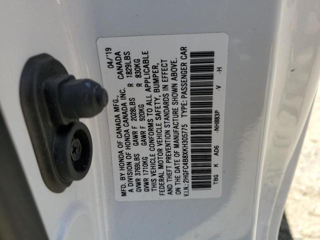 2HGFC4B8XKH305775 - 2019 HONDA CIVIC SPORT 白色 照片 13