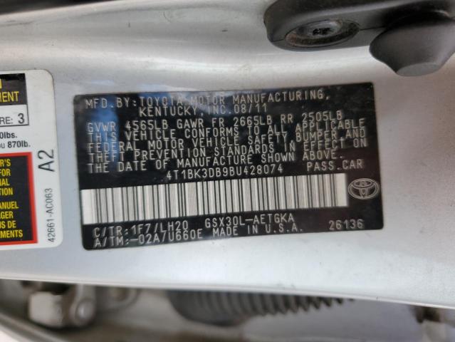 4T1BK3DB9BU428074 - 2011 TOYOTA AVALON BASE 银色 照片 12