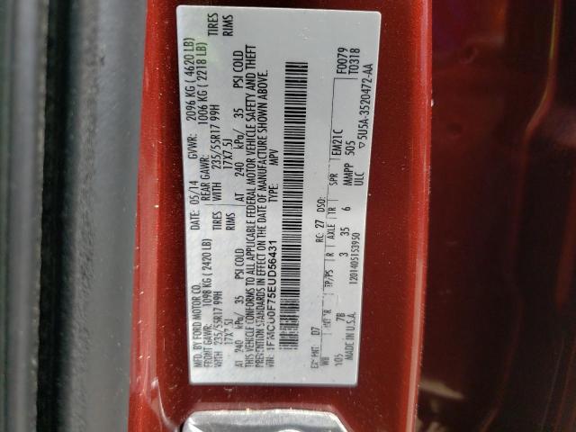 1FMCU0F75EUD56431 - 2014 FORD ESCAPE S RED photo 13