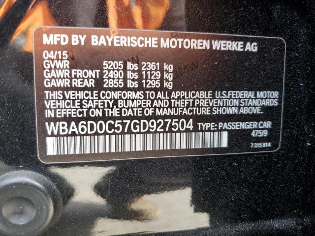 WBA6D0C57GD927504 - 2016 BMW 640 I GRAN COUPE BLACK photo 12