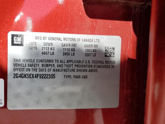 2G4GK5EX4F9222305 - 2015 BUICK REGAL 红色 照片 12