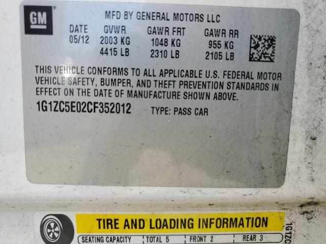 1G1ZC5E02CF352012 - 2012 CHEVROLET MALIBU 1LT 白色 照片 12