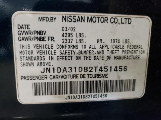 JN1DA31D82T451456 - 2002 NISSAN MAXIMA GLE BLUE photo 12