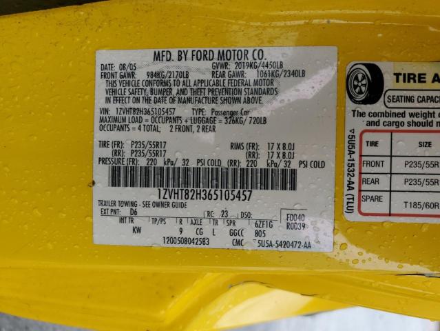 1ZVHT82H365105457 - 2006 FORD MUSTANG GT YELLOW photo 12