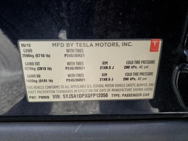 5YJSA1DPXDFP12056 - 2013 TESLA MODEL S BLUE photo 12