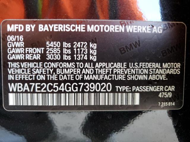 WBA7E2C54GG739020 - 2016 BMW 740 I BLACK photo 13