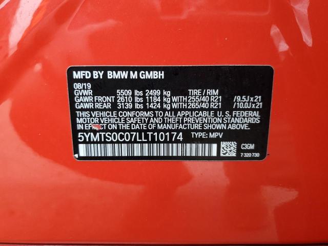 5YMTS0C07LLT10174 - 2020 BMW X3 M COMPETITION RED photo 13