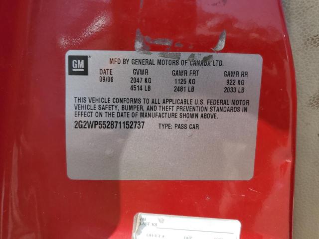 2G2WP552871152737 - 2007 PONTIAC GRAND PRIX 红色 照片 13