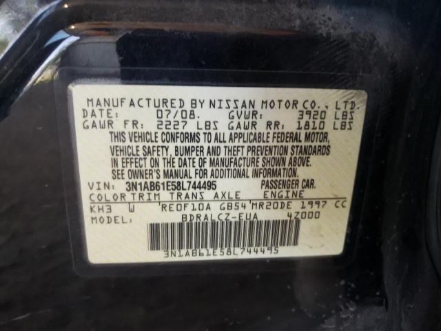 3N1AB61E58L744495 - 2008 NISSAN SENTRA 2.0 BLACK photo 12