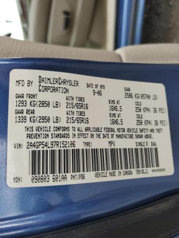 2A4GP54L97R152106 - 2007 CHRYSLER TOWN & COU TOURING ლურჯი ფოტო 13