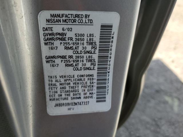 JN8DR09Y02W747327 - 2002 NISSAN PATHFINDER LE 银色 照片 13