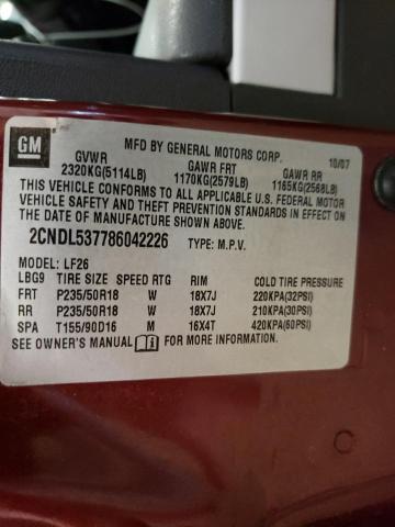 2CNDL537786042226 - 2008 CHEVROLET EQUINOX SPORT RED photo 13