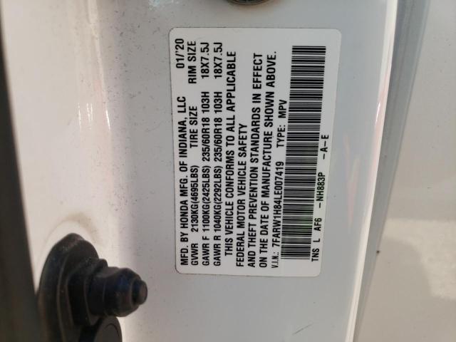 7FARW1H84LE007419 - 2020 HONDA CR-V EXL WHITE photo 14