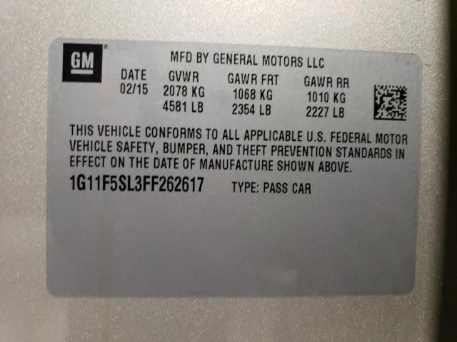 1G11F5SL3FF262617 - 2015 CHEVROLET MALIBU LTZ ბეჟი ფოტო 12