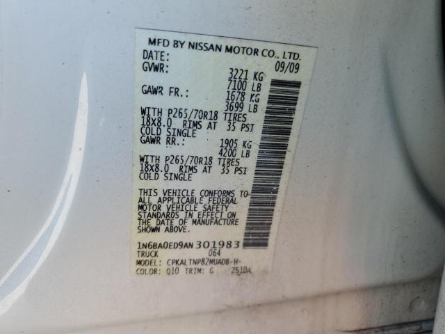 1N6BA0ED9AN301983 - 2010 NISSAN TITAN XE WHITE photo 13