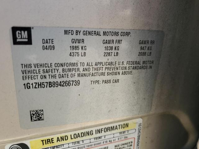 1G1ZH57B894266739 - 2009 CHEVROLET MALIBU 1LT TAN photo 12