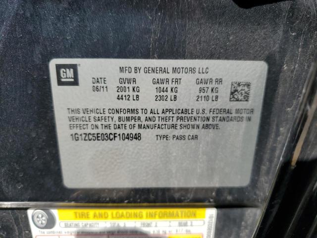 1G1ZC5E03CF104948 - 2012 CHEVROLET MALIBU 1LT 石墨色 照片 12