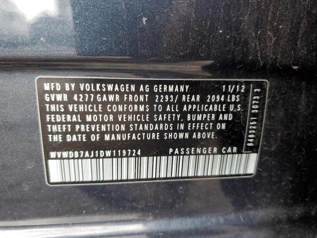 WVWDB7AJ1DW119724 - 2013 VOLKSWAGEN GOLF BLUE photo 13