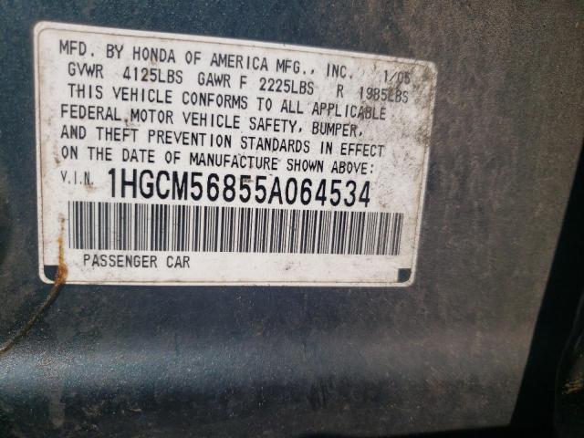 1HGCM56855A064534 - 2005 HONDA ACCORD EX GRAY photo 12