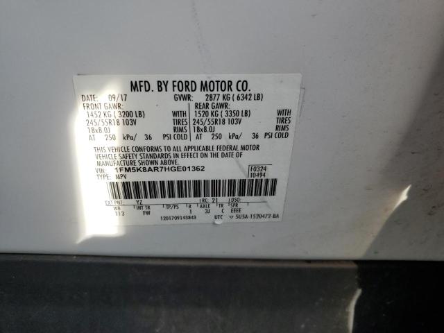 1FM5K8AR7HGE01362 - 2017 FORD EXPLORER POLICE INTERCEPTOR 白色 照片 14