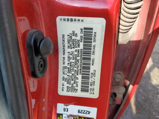 1NXBU4EE4AZ292959 - 2010 TOYOTA COROLLA BASE RED photo 12