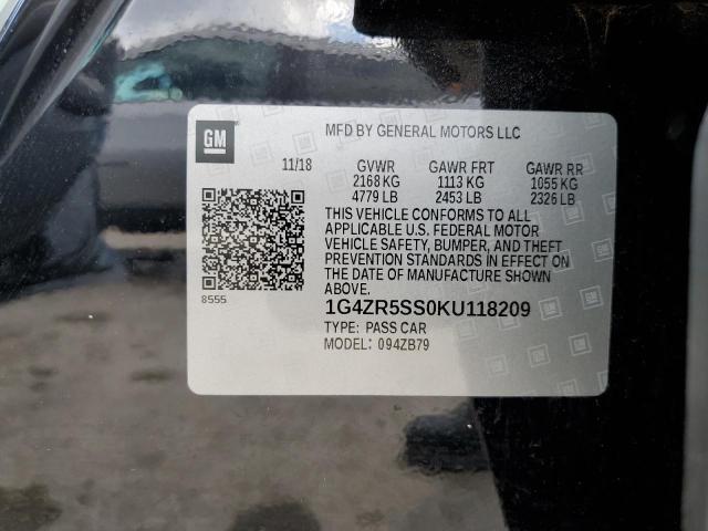 1G4ZR5SS0KU118209 - 2019 BUICK LACROSSE ESSENCE შავი ფოტო 12