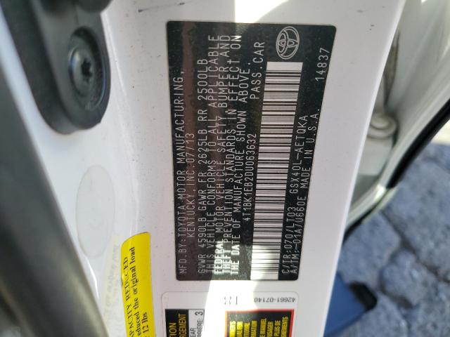 4T1BK1EB2DU063632 - 2013 TOYOTA AVALON BASE 白色 照片 13