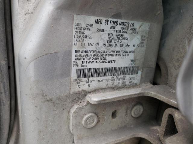 1FTWW31R28ED45875 - 2008 FORD F350 SRW SUPER DUTY GRAY photo 12