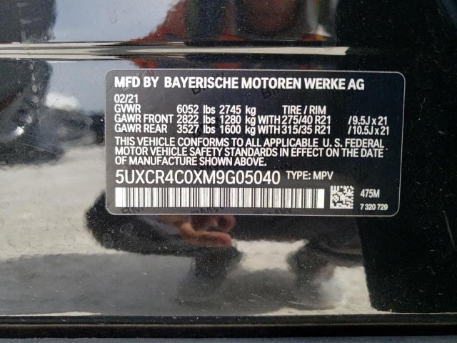 5UXCR4C0XM9G05040 - 2021 BMW X5 SDRIVE 40I BLACK photo 13