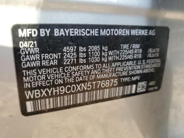 WBXYH9C0XN5T76875 - 2022 BMW X2 SDRIVE28I Silber Foto 12