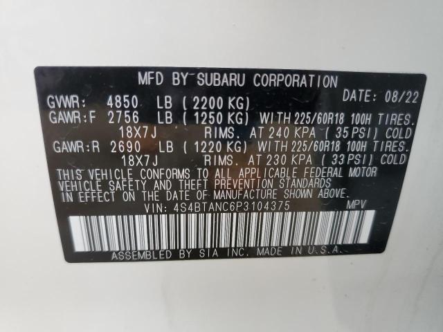 4S4BTANC6P3104375 - 2023 SUBARU OUTBACK LIMITED WHITE photo 13