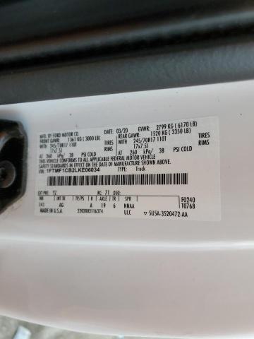 1FTMF1CB2LKE06034 - 2020 FORD F150 WHITE photo 12