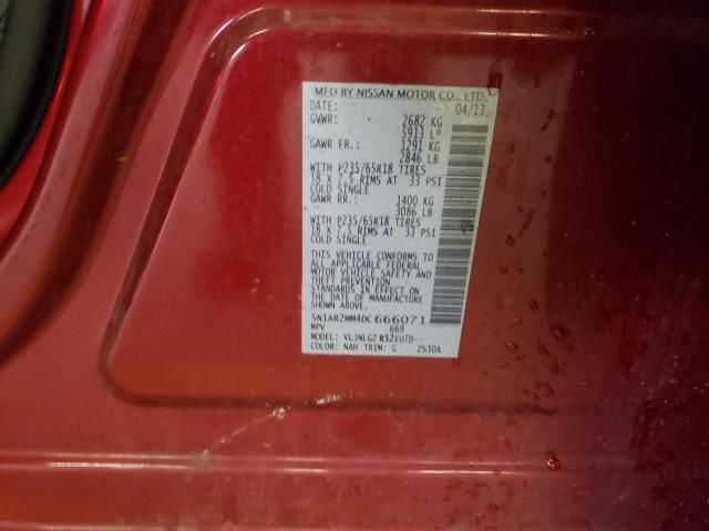 5N1AR2MM4DC666071 - 2013 NISSAN PATHFINDER S BURGUNDY photo 13