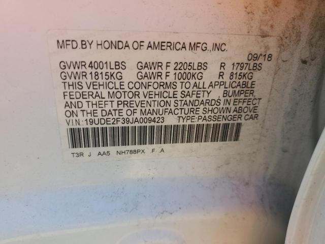 19UDE2F39JA009423 - 2018 ACURA ILX BASE WATCH PLUS WHITE photo 12