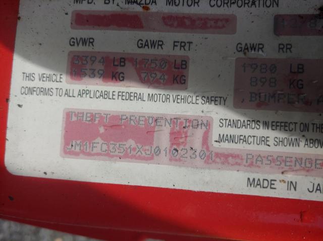 JM1FC351XJ0102301 - 1988 MAZDA RX7 Կարմիր լուսանկար 10