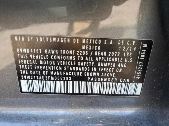 3VW217AU3FM055383 - 2015 VOLKSWAGEN GOLF GRAY photo 13