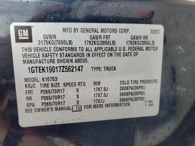 1GTEK19017Z562147 - 2007 GMC NEW SIERRA K1500 BLUE photo 12